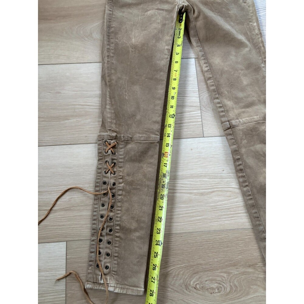 vintage Polo Ralph Lauren Women's Tompkins Skinny Lace Up Brown Jeans Size 25 - Picture 3 of 12